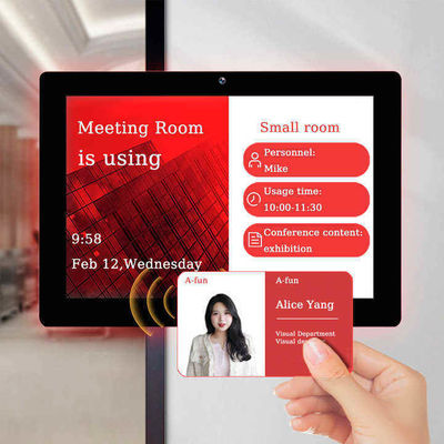 Tablet Android Sistem Pemesanan Ruang Rapat RK3568 14 Inci dengan Lampu LED Sekeliling untuk Ruang Konferensi