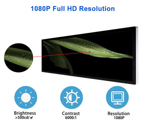 24 Inch Ultra Wide Resolution Stretched Bar Type LCD Advertising Display The Perfect Choice for Supermarket Shelf Retail (Menggunakan layar berukuran 24 Inch Ultra Wide Resolution)