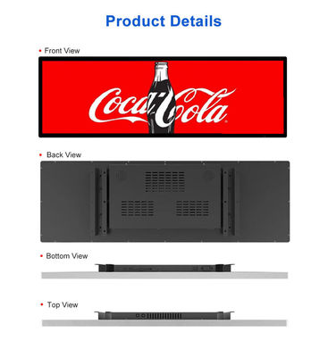 24 Inch Ultra Wide Resolution Stretched Bar Type LCD Advertising Display The Perfect Choice for Supermarket Shelf Retail (Menggunakan layar berukuran 24 Inch Ultra Wide Resolution)