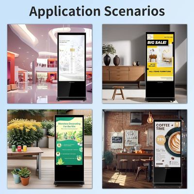 75 Inch Vertikal AD Kiosk LCD Iklan Tampilan Android Layar Sentuh Lantai berdiri Totem