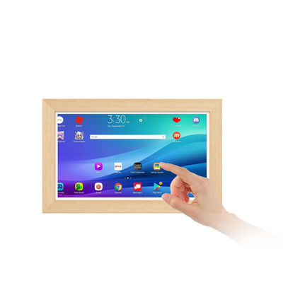 Tablet Iklan Dipasang di Dinding 15.6 Inci RK3568 4+32GB NFC POE Layar Sentuh Bingkai Kayu Bisnis Android14
