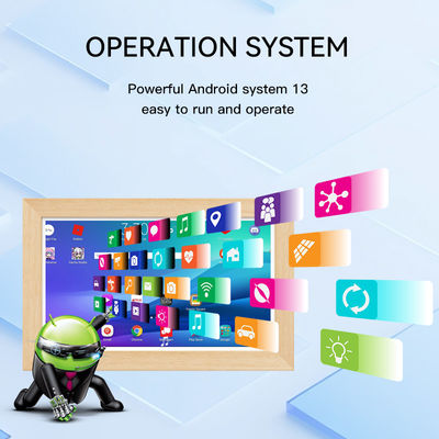 Tablet Iklan Dipasang di Dinding 15.6 Inci RK3568 4+32GB NFC POE Layar Sentuh Bingkai Kayu Bisnis Android14