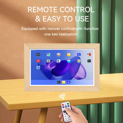 Tablet Iklan Dipasang di Dinding 15.6 Inci RK3568 4+32GB NFC POE Layar Sentuh Bingkai Kayu Bisnis Android14