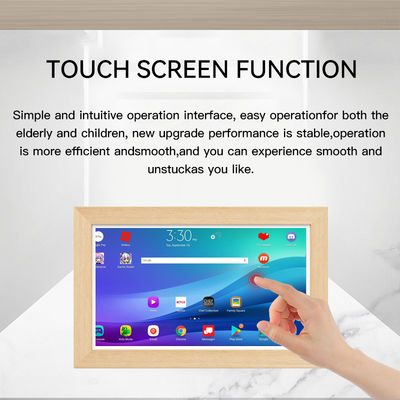 Tablet Iklan Dipasang di Dinding 15.6 Inci RK3568 4+32GB NFC POE Layar Sentuh Bingkai Kayu Bisnis Android14