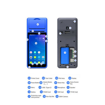 Terminal Pembayaran Seluler NFC Cerdas 5.5 Inci Mesin Pos Portabel Terminal Cerdas Genggam Cerdas dengan Printer Kamera