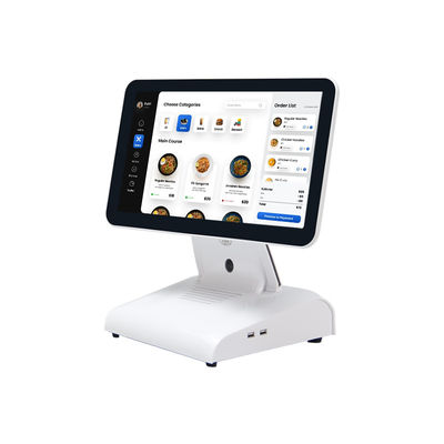 Mesin POS Desktop 15 Inci N2840 Terminal POS Restoran 2+32GB Sistem POS All-in-One dengan Tampilan Pelanggan