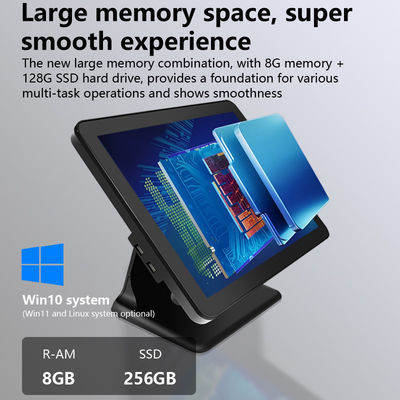 Desain Baru 15Inch 60Hz Desktop Pos Terminal 8+256GB N100 CPU Retail Pos Kasir dengan Printer dan Scanner