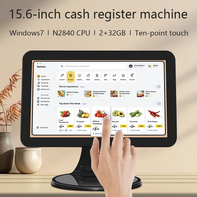 Terminal POS Desktop Layar Sentuh 15.6 Inci N2840 2+32GB Kasir Ritel dengan Pemindai