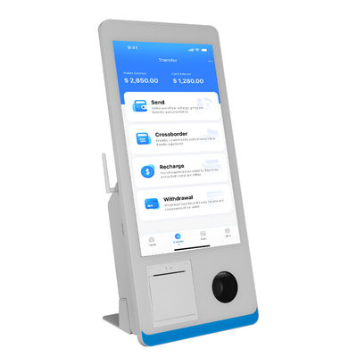 Kios Pemesanan Mandiri Restoran Windows 8+128GB Kios Pembayaran Mandiri dengan Printer, Pemindai Kode QR NFC