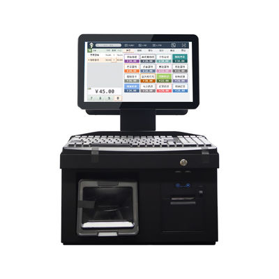 14 Inci Dual Touch Screen Win7 Pos Cash Register i3 Cpu 4+64GB Desktop POS Terminal dengan Printer, Keyboard, Scanner