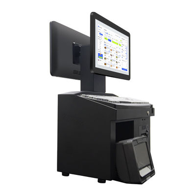 14 Inci Dual Touch Screen Win7 Pos Cash Register i3 Cpu 4+64GB Desktop POS Terminal dengan Printer, Keyboard, Scanner