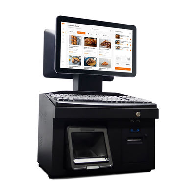 14 Inci Dual Touch Screen Win7 Pos Cash Register i3 Cpu 4+64GB Desktop POS Terminal dengan Printer, Keyboard, Scanner