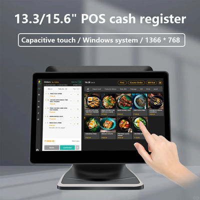 13.3/15.6Inch Dual Touch Screen POS System I3 Win System Retail Store POS Terminal dengan Base Lipat