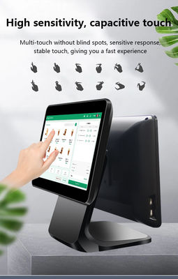 13.3/15.6Inch Dual Touch Screen POS System I3 Win System Retail Store POS Terminal dengan Base Lipat