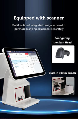Sistem POS Makanan Cepat Saji 15.6" All in One Layar Sentuh Kasir Sistem Tampilan Dapur Printer Pesanan Terminal Pembayaran NFC QR
