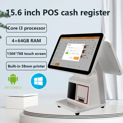 Sistem Operasi Android 15.6 inci Dual Touch Screen POS Perangkat untuk Epos Billing dan Cash Register All in One