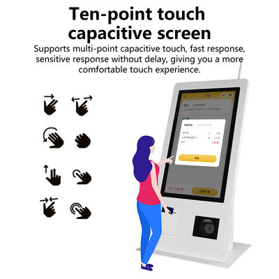 Mesin POS Layanan Mandiri 15,6" dengan Sistem Operasi Win 10 Layar Sentuh Pemindai Printer NFC Pembaca Kode QR