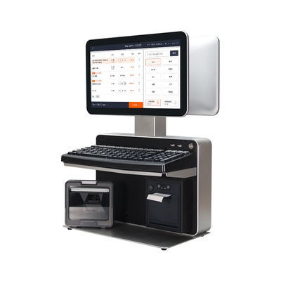 14-Inch LED Dual Screen POS System dengan Perangkat Lunak Supermarket Ritel Terhubung dengan Kasir Printer Cash Drawer Barcode Scanner