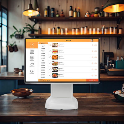 Windows Cash Register POS Machine Desain plastik gaya sederhana dan layar ganda 15,6 inci All-in-One untuk Windows