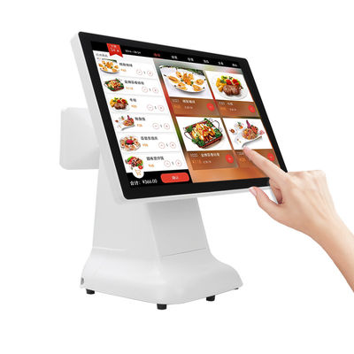 Win Cash Register POS Machine Desain plastik gaya sederhana dan layar ganda 15,6 inci All-in-One untuk Win