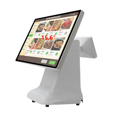 Win Cash Register POS Machine Desain plastik gaya sederhana dan layar ganda 15,6 inci All-in-One untuk Win