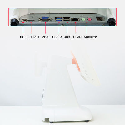 Windows Cash Register POS Machine Desain plastik gaya sederhana dan layar ganda 15,6 inci All-in-One untuk Windows