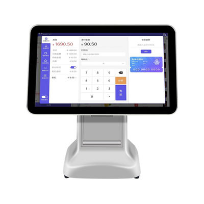 Terminal Kas Produk 15.6 Inci Android POS All in One Mini Kasir Supermarket dengan Keluaran Printer Warna