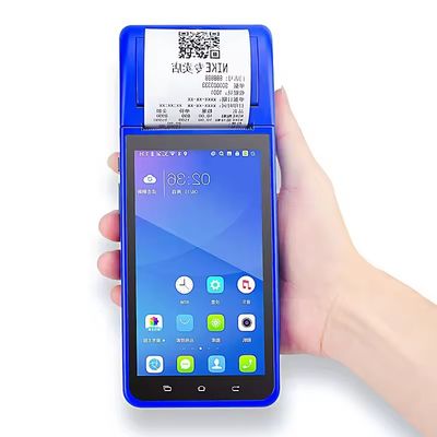 5.5" Sistem POS Android genggam Mesin Daftar Kasus Layar Sentuh Terminal POS Ponsel WiFi USB NFC Pembayaran untuk Retail Biru