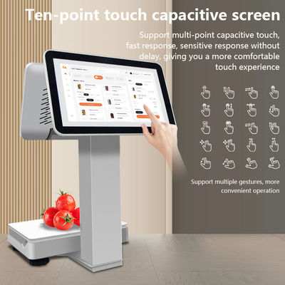 Harga terjangkau Komersial Dual Screen All-in-One POS Smart Cash Register Terminal Machine dengan layar 15,6 inci dan memori 2G