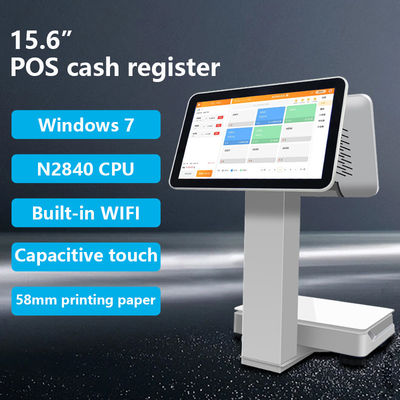 Harga terjangkau Komersial Dual Screen All-in-One POS Smart Cash Register Terminal Machine dengan layar 15,6 inci dan memori 2G