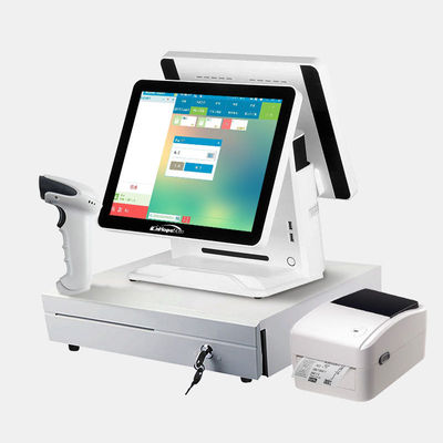 Mesin POS Android Pemesanan Restoran dengan Layar Ganda 15,6 Inci dan CPU Intel Celeron J1900