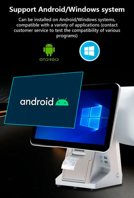 Sistem POS All-in-One Layar Ganda Sentuh Kapasitif untuk Restoran Wifi Kasir dan Kapasitas Hard Disk 32GB
