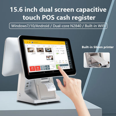 15.6' 14' Dual Screen Android Systems POS Machine dengan Cash Payment Drawer dan All-in-One Touch Smart Software POS Terminal