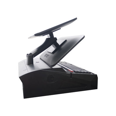 Sistem POS All-in-One Layar Ganda Sentuh 15,6 inci dengan Laci Uang Tunai dan Printer 58mm Internal 2GB RAM Supermarket