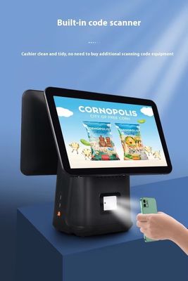 Mesin Penagihan Ritel Restoran 15,6 inci Sistem POS Dual Screen dengan Sistem Operasi Win dan POS Android