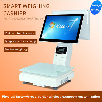 15.4 Inch Dual Screen Windows Touch All in One Scale Weighing POS Supermarket Hotel's Ultimate POS Solution dengan WIFI/BT