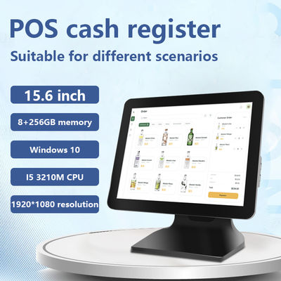 Mesin Kasir POS Memori Besar 15.6" 8+256GB 1080P Win10 Layar Sentuh POS dengan Tampilan Pelanggan