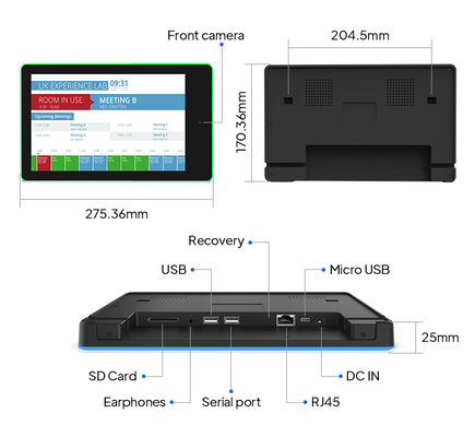 10.1" RK3288 Android Meeting Room Reservation Tablet dengan NFC, POE, dan LED Light Bar