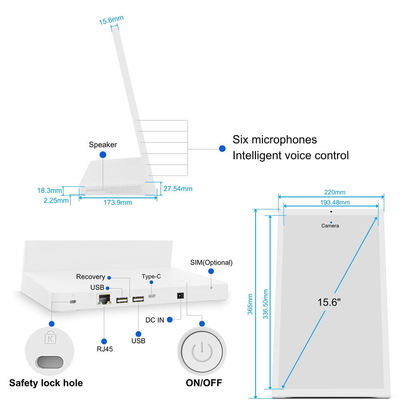 Tablet Ritel NFC 15,6 inci Rockchip quad core Tablet Android berbentuk L Pemesanan restoran