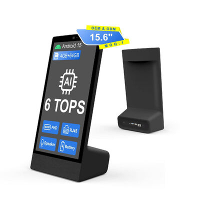 Desktop tipe L 15,6 inci 1920x1080 android 15 tablet pc Wi-Fi NFC Layar sentuh kapasitif 10000mah Octa Core untuk pemesanan makanan cepat saji dengan speaker