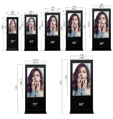 43 Inch Floor Standing Digital Signage LCD Advertising Displays Touch Screen Smart Kiosk Poster Player untuk Pusat Perbelanjaan