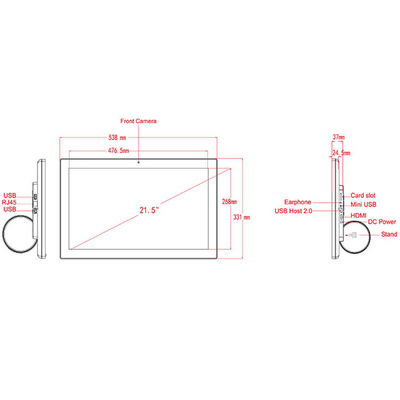 High Definition RK3399 Tablet Android 21 Inci / Komputer All In One dengan Layar Sentuh