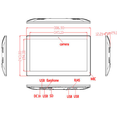 8GB ROM WIFI RJ45 POE 15.6inch All In One Touch Screen PC Ultra Tipis