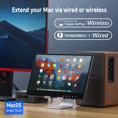 Dibangun di 10800mAh Baterai Portable Wireless Touch Screen Monitor Sertifikasi FCC