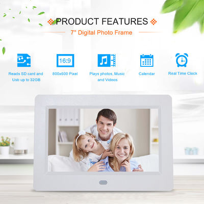 Multi bahasa 7 Inch LCD Digital Photo Frame 250cdm2 Dengan Slideshow Otomatis