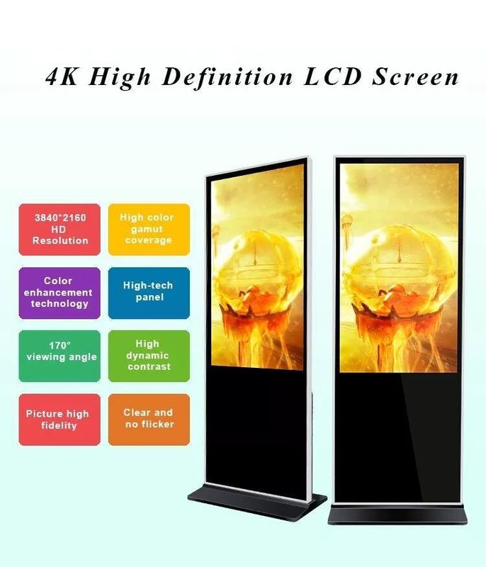 Pemutar Iklan LCD Indoor 55 inci dengan Desain Berdiri Lantai dan Tanda Digital