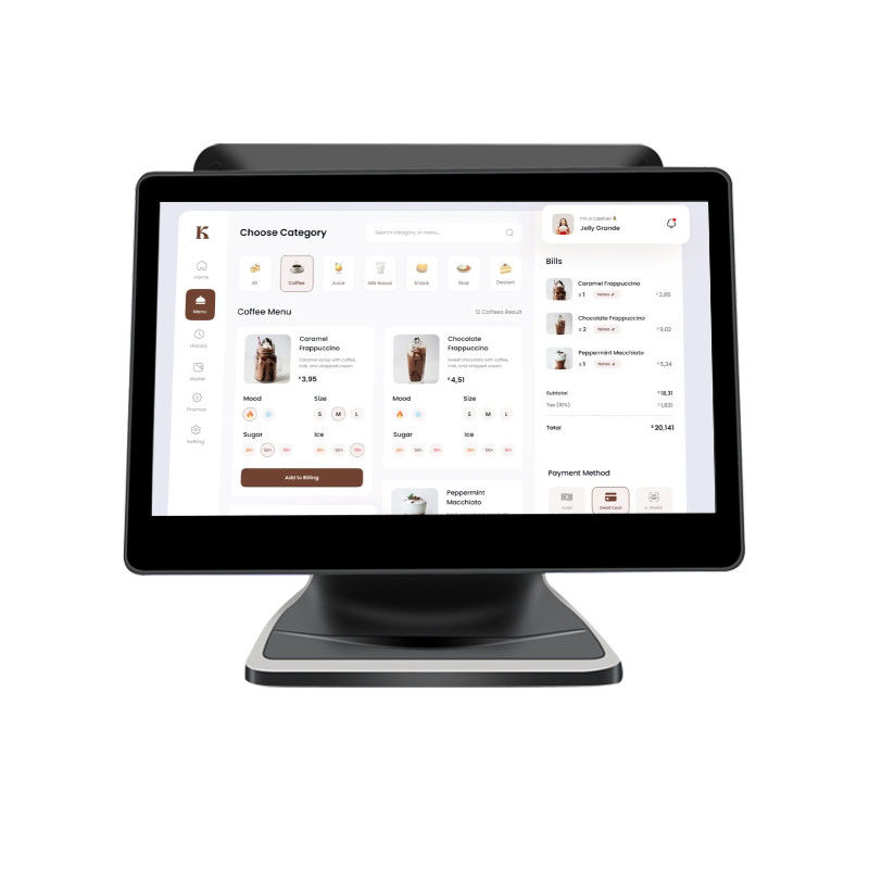 13.3/15.6Inch Dual Touch Screen POS System I3 Win System Retail Store POS Terminal dengan Base Lipat