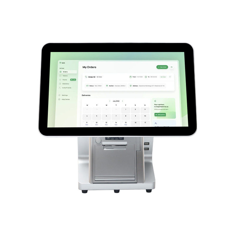 Win7/10 Android Kompatibel Monitor Sistem POS Layar Ganda 15,6 Inci Monitor Sentuh IPS Tahan Lama untuk Supermarket Restoran