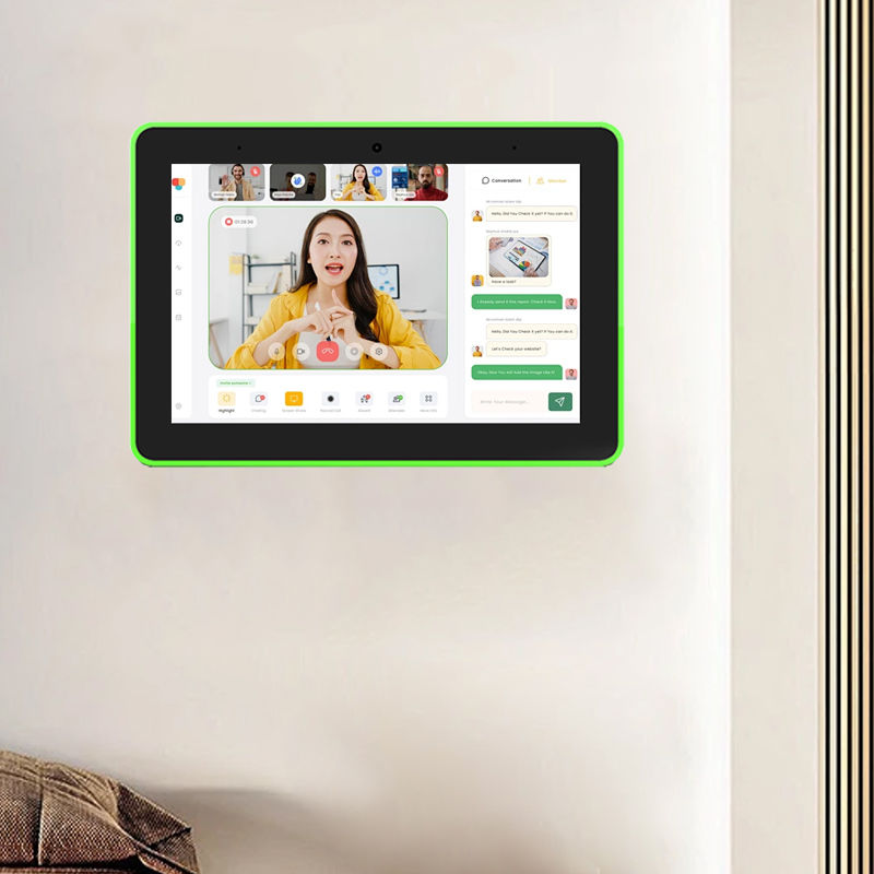 10.1-inch Wall Mount Android Tablet dengan Quad-core Rockchip RK3576 dan 4-Sided LED Light Bar untuk Meeting Room Booking