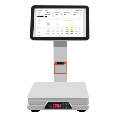 15.6 + 14 Inch Dual Touch Screen POS Terminal dengan Weighing Pan Barcode Scanner dan Thermal Printer untuk Retail